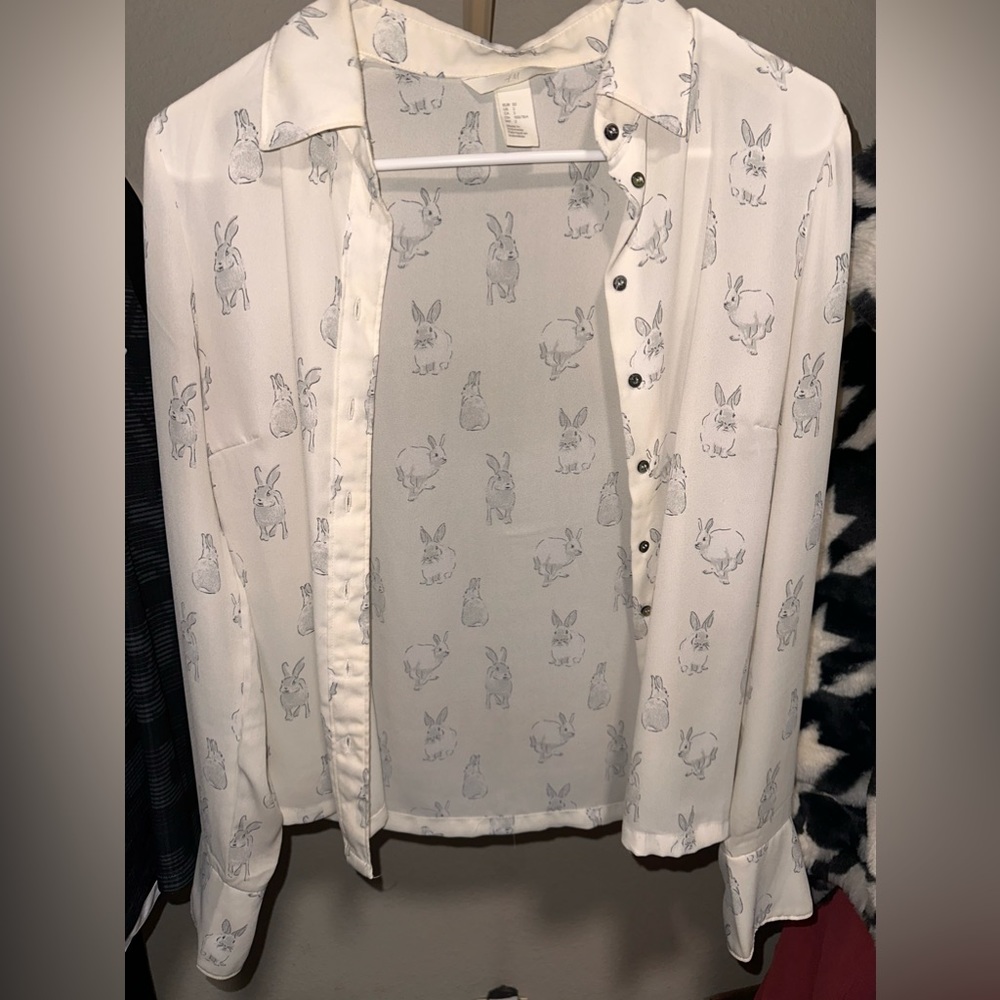 H&M rabbit print button up